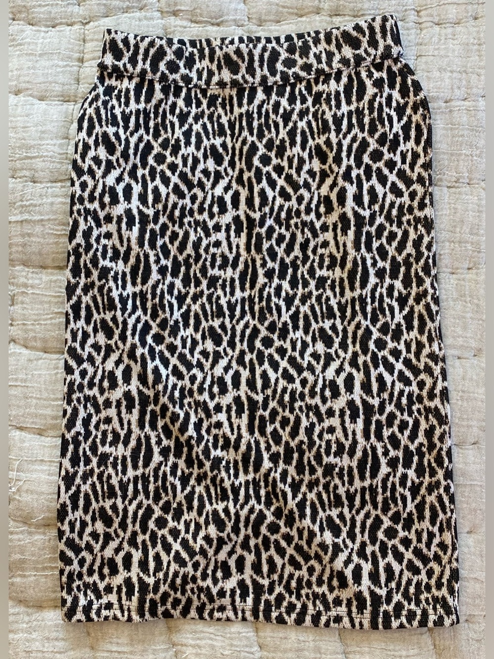 NWT LOFT Petite Animal Print Pencil Midi Skirt Black Tan SP